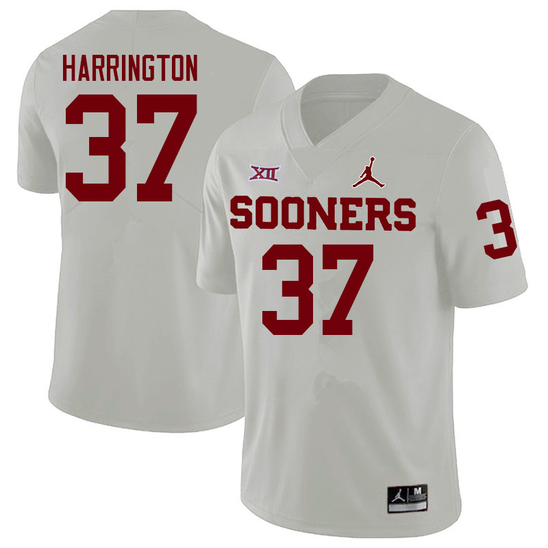 Men #37 Justin Harrington Oklahoma Sooners College Football Jerseys Sale-White - Click Image to Close